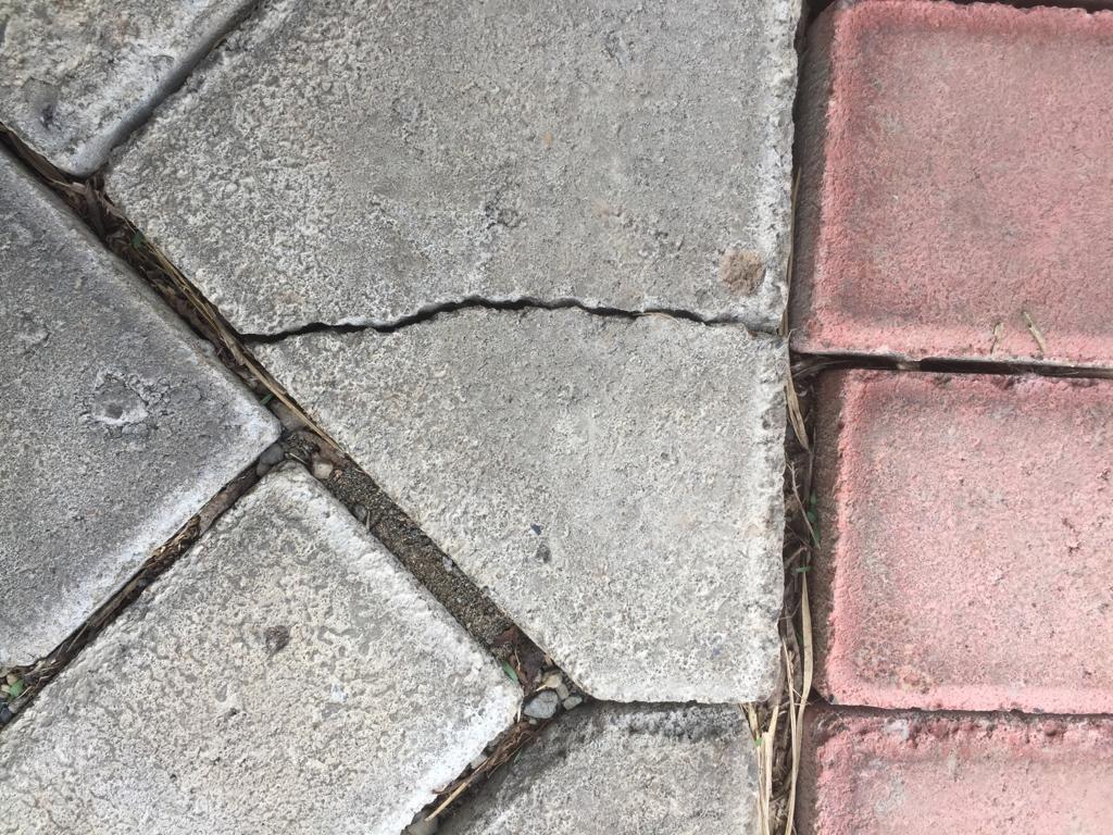 Salah satu paving patah yang dipasang dalam pembangunan jalan paving dijalur persawahan Desa Wringinagung, Kecamatan Gambiran. (Foto: Rony. Jurnalnew).